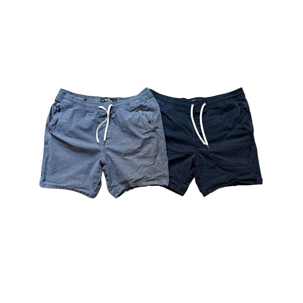 BUNDLE Hollister Chambray & Navy Beach Prep Jogger Shorts 7" Large Euro Summer